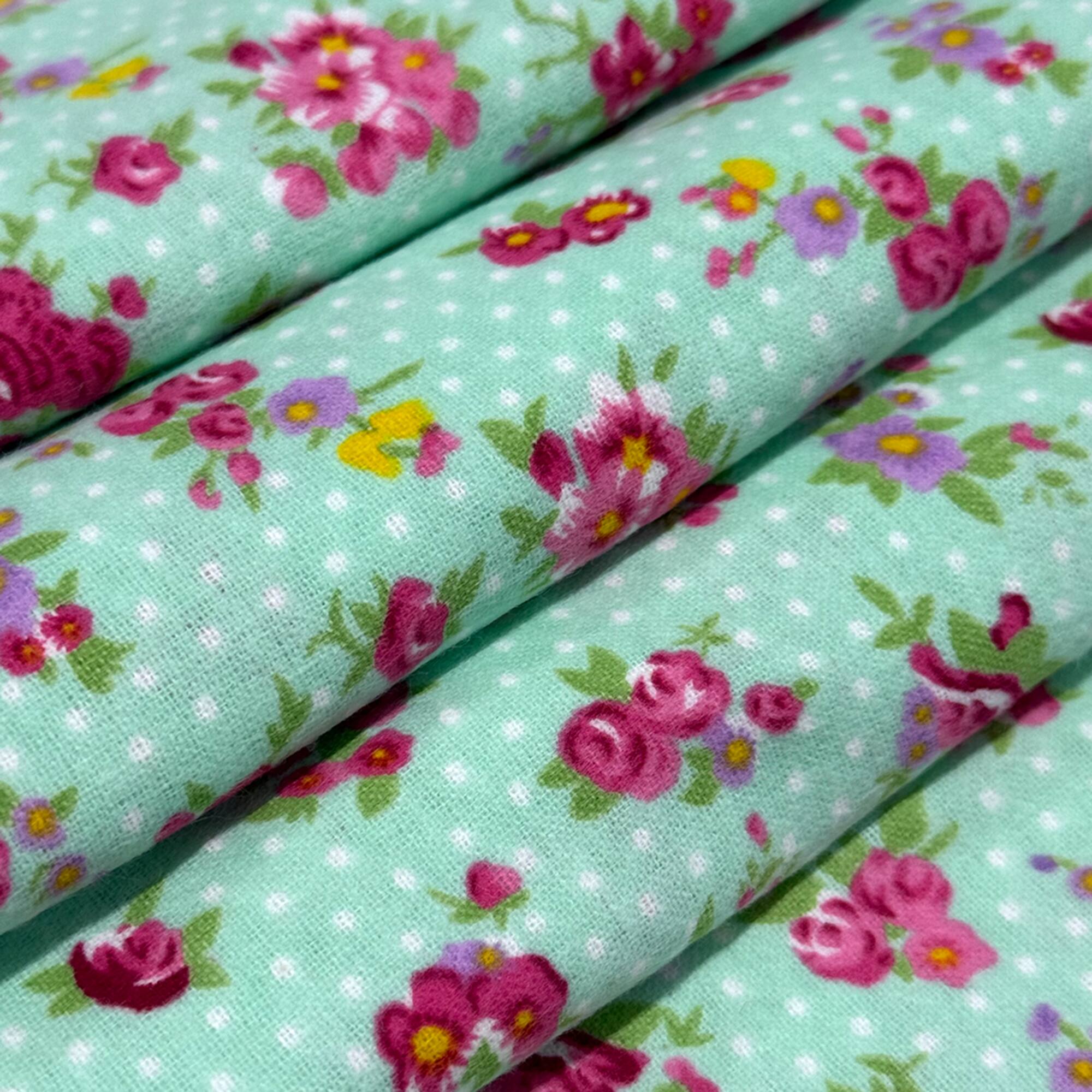 Feldman Blue Flowers & Dots Cotton Flannel